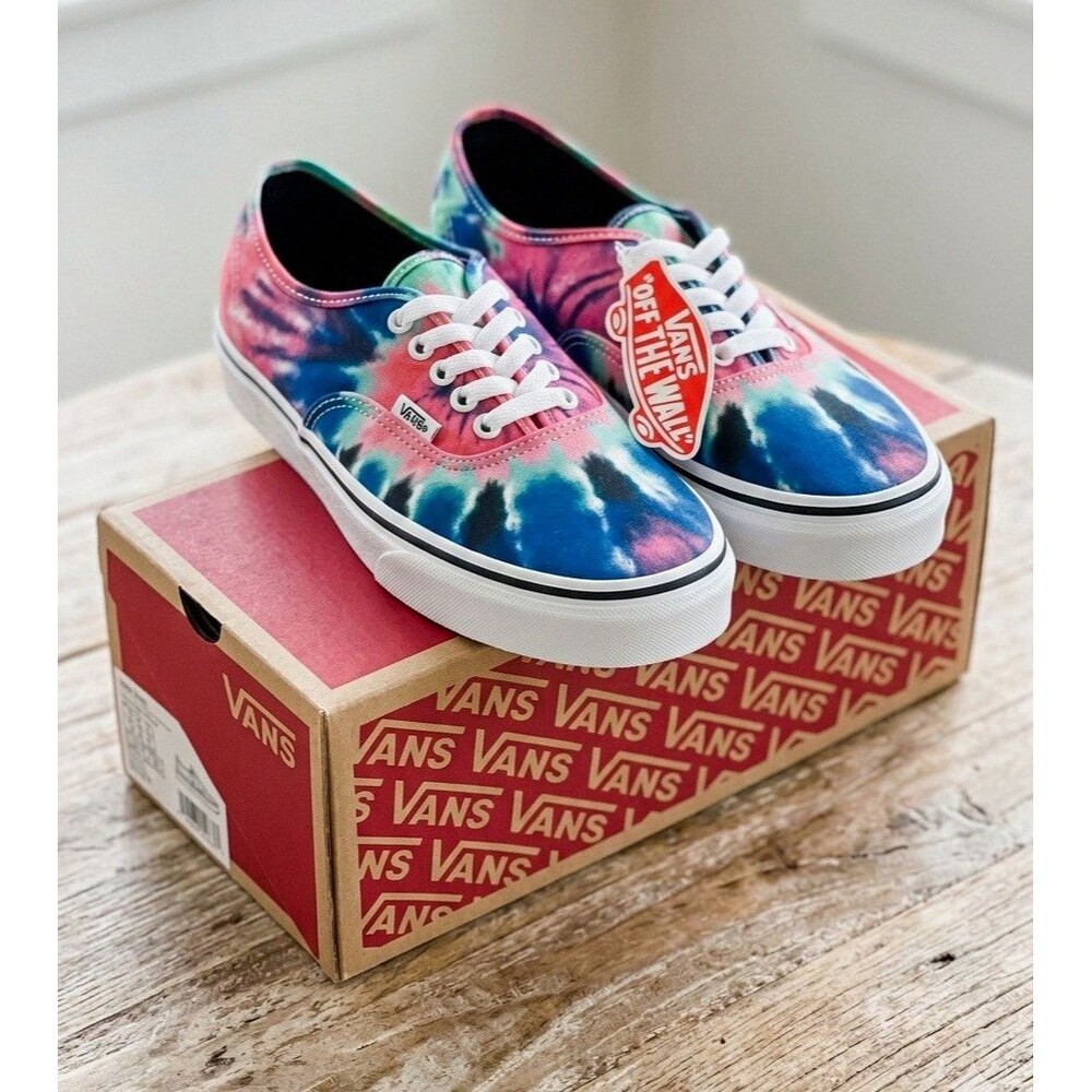 VANS Authentic Women’s Low Top Lace-Up Canvas Sneakers Tie Dye Multicolor